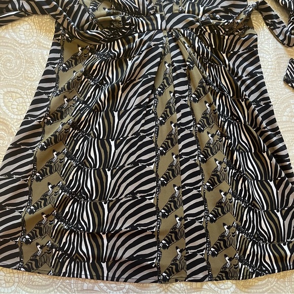 Banana Republic Issa London Collection Dress, Olive Zebra-printed  Kimono, sz 12 - Picture 6 of 13